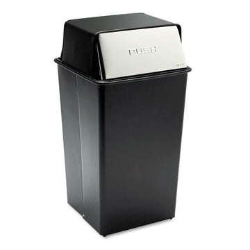 Safco® Reflections Push Top Square Receptacle, Steel, 36 Gal, Black-chrome freeshipping - TVN Wholesale